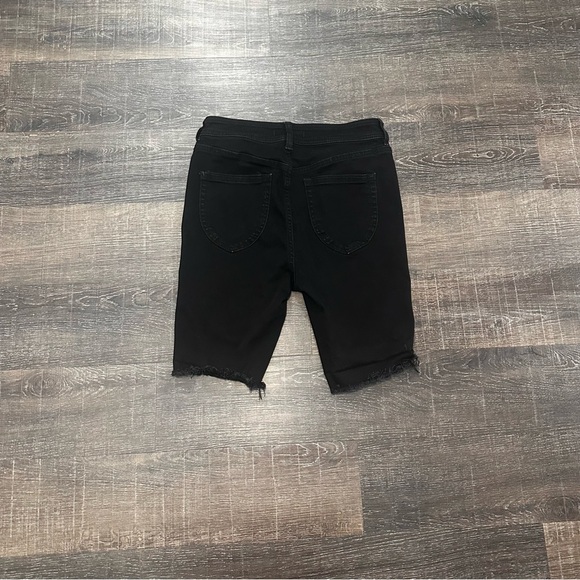 Free People Womens W 29 Black So Chic Biker Jean Shorts Raw Edge Fringe Hems - Picture 3 of 6